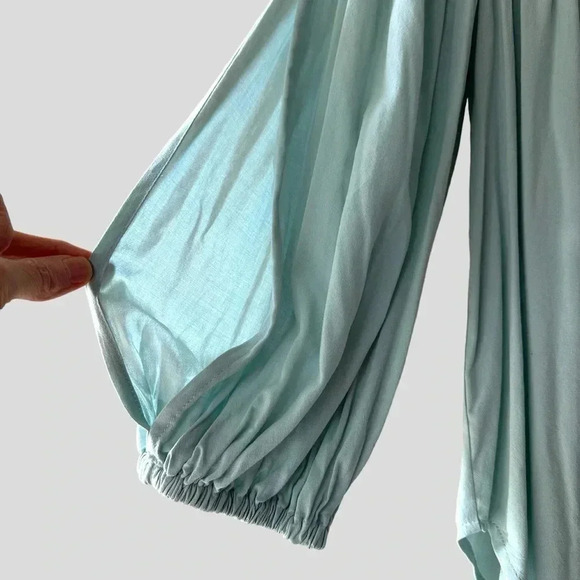 NWT | ANTHROPOLOGIE HOLDING HORSES | SEA BLUE PEASANT HALTER BLOUSE | 	SMALL - Picture 2 of 12